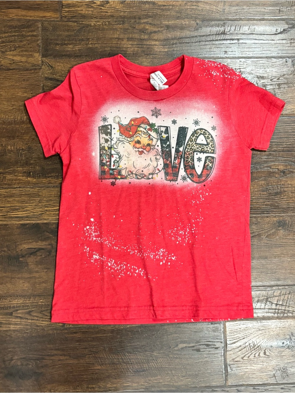 Bella Canvas Red Kids Santa LOVE Graphic Tee